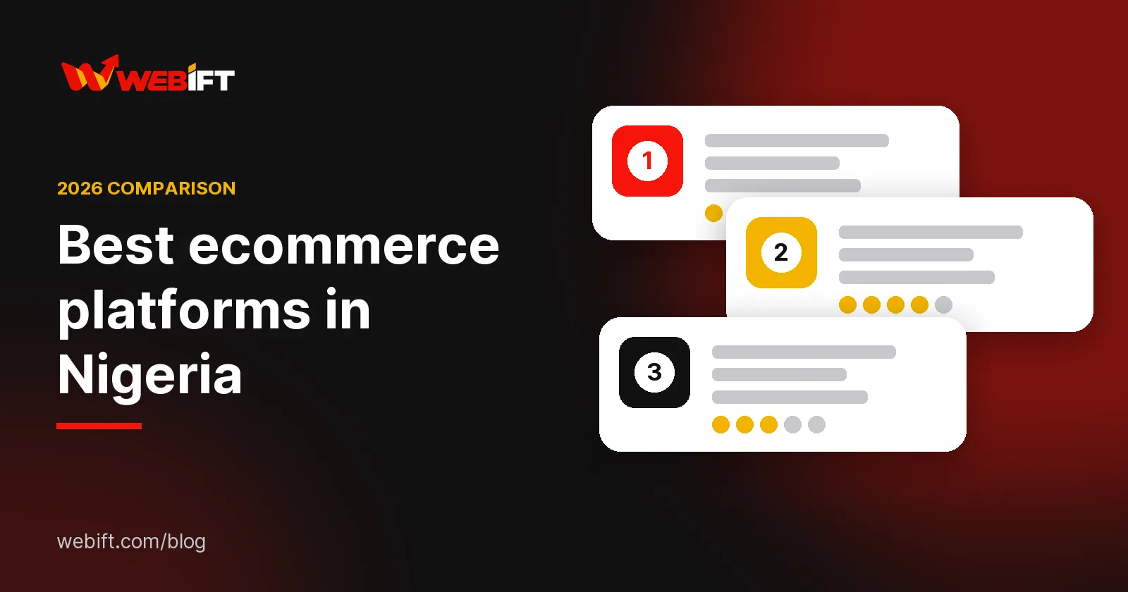 Illustration of three ranked ecommerce store cards under the headline Best ecommerce platforms in Nigeria